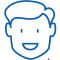 Smiling young boy face icon representing pediatric dental care services