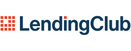 LendingClub logo featuring red grid pattern and dark blue text on white background
