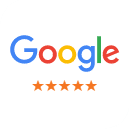 Google logo with five gold stars, representing customer reviews for Gulfside Dental & Orthodontics.